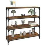Book Cabinet Smoked Oak 100x33x100 cm Engineered Wood and Steel - Top-Down View