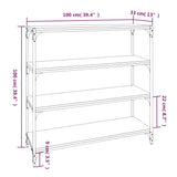 Book Cabinet Smoked Oak 100x33x100 cm Engineered Wood and Steel - Extra Image