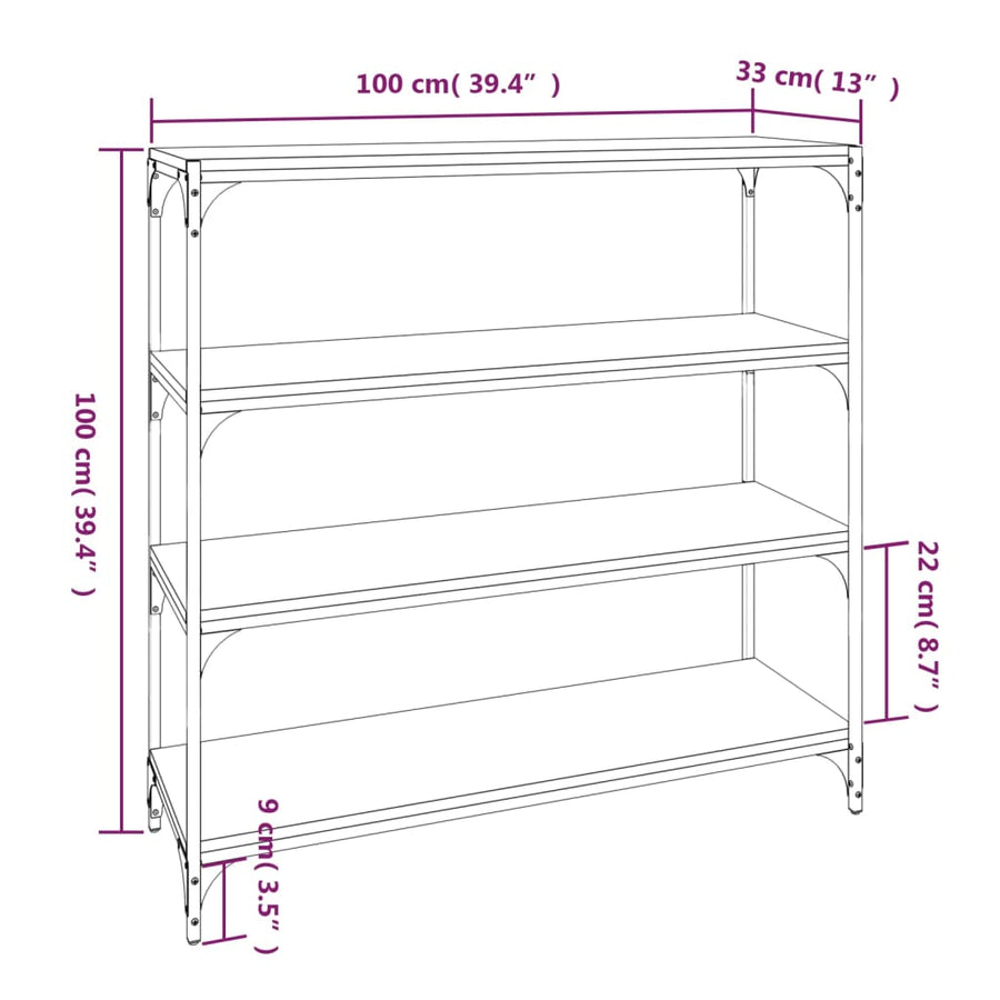 Book Cabinet Grey Sonoma 100x33x100cm Engineered Wood and Steel
