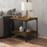 Side Table Smoked Oak 40x40x40 cm Engineered Wood - Side View