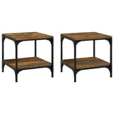 Side Tables 2 pcs Smoked Oak 40x40x40 cm Engineered Wood - Front View