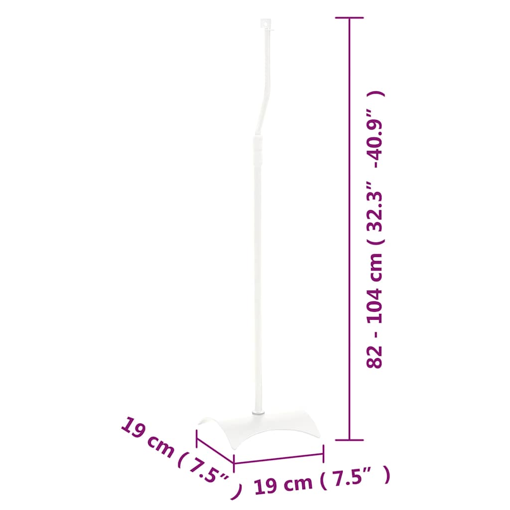 Universal Speaker Stand 2 pcs White 19x19x82-104 cm Steel