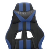 Swivel Gaming Chair with Footrest Black&Blue Faux Leather - Low Angle