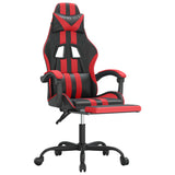 Swivel Gaming Chair with Footrest Black&Red Faux Leather