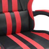 Swivel Gaming Chair with Footrest Black&Red Faux Leather