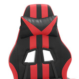 Swivel Gaming Chair with Footrest Black&Red Faux Leather