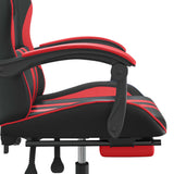 Swivel Gaming Chair with Footrest Black&Red Faux Leather