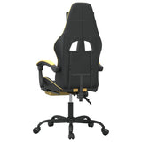 Swivel Gaming Chair with Footrest Black&Gold Faux Leather
