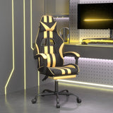 Swivel Gaming Chair with Footrest Black&Gold Faux Leather