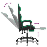 Swivel Gaming Chair with Footrest Black&Green Faux Leather - Extra Image