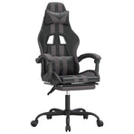 Swivel Gaming Chair with Footrest Black&Grey Faux Leather