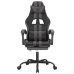 Swivel Gaming Chair with Footrest Black&Grey Faux Leather