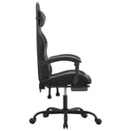 Swivel Gaming Chair with Footrest Black&Grey Faux Leather