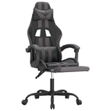 Swivel Gaming Chair with Footrest Black&Grey Faux Leather