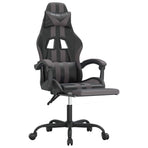 Swivel Gaming Chair with Footrest Black&Grey Faux Leather