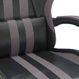 Swivel Gaming Chair with Footrest Black&Grey Faux Leather