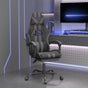 Swivel Gaming Chair with Footrest Black&Grey Faux Leather
