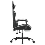 Swivel Gaming Chair with Footrest Black&White Faux Leather