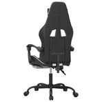 Swivel Gaming Chair with Footrest Black&White Faux Leather