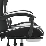 Swivel Gaming Chair with Footrest Black&White Faux Leather - Extra Image