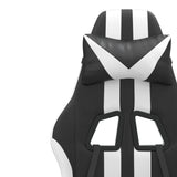 Swivel Gaming Chair with Footrest Black&White Faux Leather