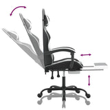 Swivel Gaming Chair with Footrest Black&White Faux Leather