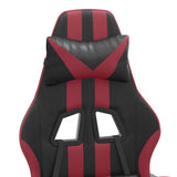 Swivel Gaming Chair with Footrest Black&Wine Red Faux Leather - Low Angle