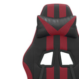 Swivel Gaming Chair with Footrest Black&Wine Red Faux Leather - Extra Image