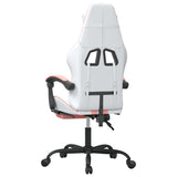 Swivel Gaming Chair with Footrest White&Pink Faux Leather - 45-Degree Angle