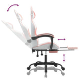 Swivel Gaming Chair with Footrest White&Pink Faux Leather
