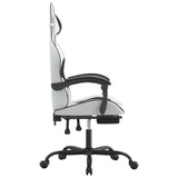 Swivel Gaming Chair with Footrest White&Black Faux Leather - Top-Down View