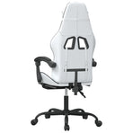 Swivel Gaming Chair with Footrest White&Black Faux Leather
