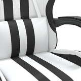 Swivel Gaming Chair with Footrest White&Black Faux Leather