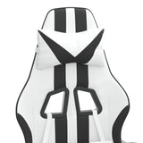 Swivel Gaming Chair with Footrest White&Black Faux Leather