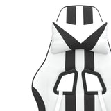 Swivel Gaming Chair with Footrest White&Black Faux Leather