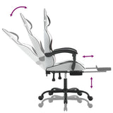 Swivel Gaming Chair with Footrest White&Black Faux Leather