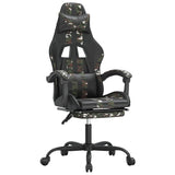 Swivel Gaming Chair with Footrest Black&Camouflage Faux Leather - Front View