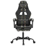 Swivel Gaming Chair with Footrest Black&Camouflage Faux Leather - Side View