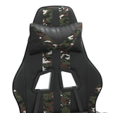 Swivel Gaming Chair with Footrest Black&Camouflage Faux Leather - Low Angle