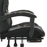 Swivel Gaming Chair with Footrest Black&Camouflage Faux Leather - Extra Image
