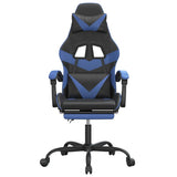 Swivel Gaming Chair with Footrest Black&Blue Faux Leather