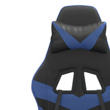 Swivel Gaming Chair with Footrest Black&Blue Faux Leather