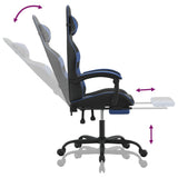 Swivel Gaming Chair with Footrest Black&Blue Faux Leather - Extra Image