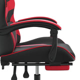 Swivel Gaming Chair with Footrest Black&Red Faux Leather