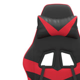 Swivel Gaming Chair with Footrest Black&Red Faux Leather