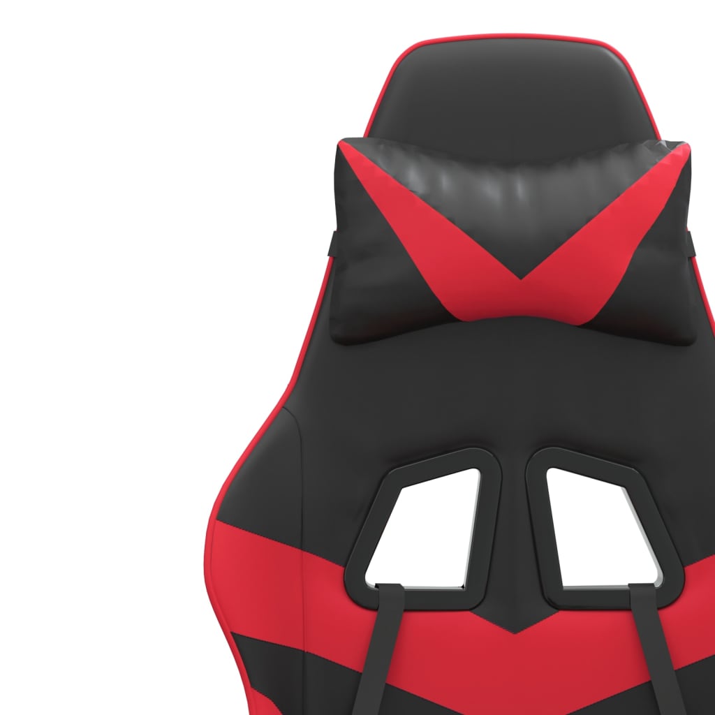 Swivel Gaming Chair with Footrest Black&Red Faux Leather