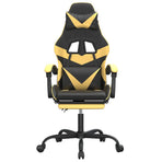 Swivel Gaming Chair with Footrest Black&Gold Faux Leather