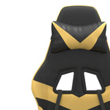 Swivel Gaming Chair with Footrest Black&Gold Faux Leather