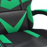 Swivel Gaming Chair with Footrest Black&Green Faux Leather