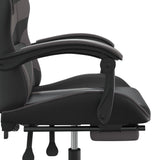 Swivel Gaming Chair with Footrest Black&Grey Faux Leather